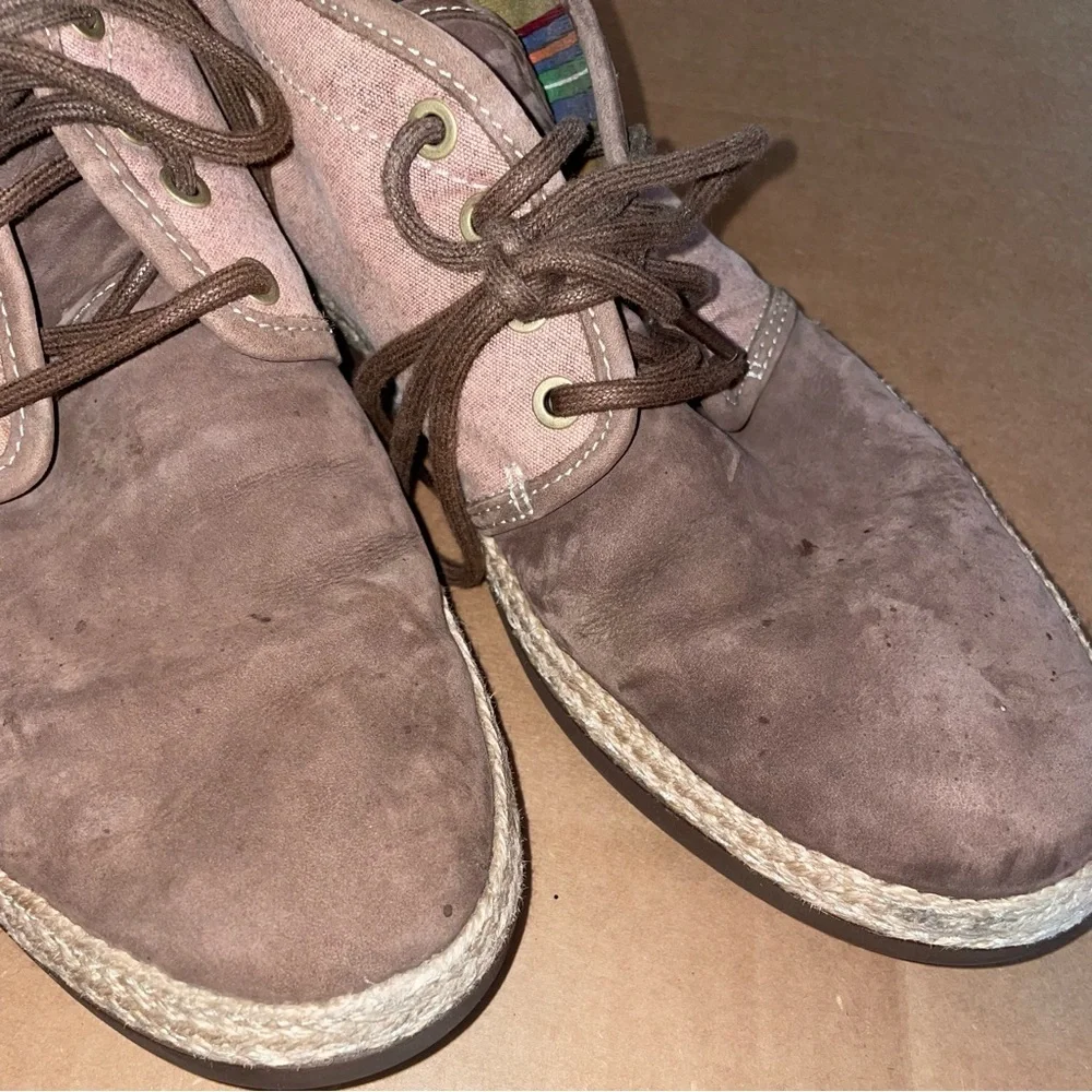 Mens Ugg Australia Cantrell size 9 Brown Suede Canvas Vibram Chukka‎ Boots